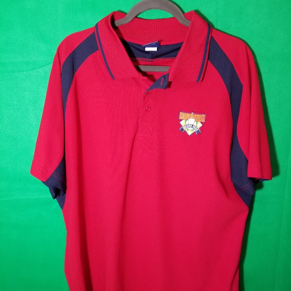 Cooperstown Dream Park Polo Mens Large Red Hall of Fame‎ MLB Canton Embroidered